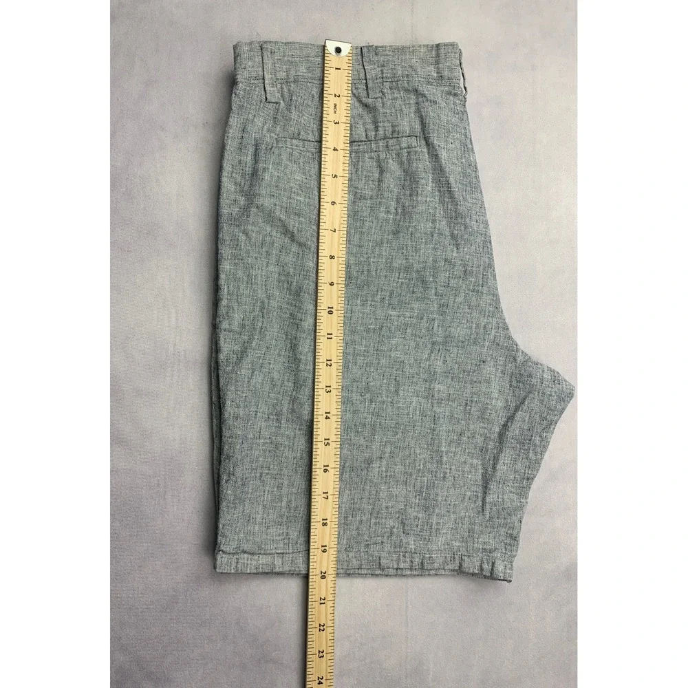 Banana Republic Aiden Short‎ Mens 38 Blue White Linen Blend Flat Front 543838-00